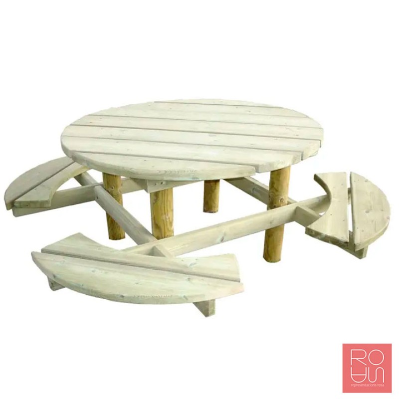 Taula de Pícnic Rodona Dublin | Fusta de Pi Autoclau